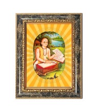 Goswami Tulsidas Spiritual Guru Digital Photo In Designer Frame, Size 10x16 Inch | Hindu Religious Picture For Home Temple, Office & Gift | Wall Art & Pooja Decor (F10440)