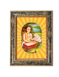 Goswami Tulsidas Spiritual Guru Digital Photo In Designer Frame, Size 12x18 Inch | Hindu Religious Picture For Home Temple, Office & Gift | Wall Art & Pooja Decor (F10440)