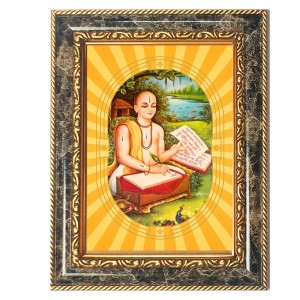 Goswami Tulsidas Spiritual Guru Digital Photo In Designer Frame, Size 12x18 Inch | Hindu Religious Picture For Home Temple, Office & Gift | Wall Art & Pooja Decor (F10440)