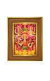 Lord Lakhsmi & Ganesha Photo Frame 10x14 Inches-Brown Wooden Frame For Home, Office & Temple Decoration And Gifting (F6359)