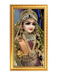 Divine Radha Rani Digital Golden Color Photo Frame | Hindu Religious Wall Decor | 12x19 Inches - Inspirational Wall Art For Office, Home Decor - Ideal Spiritual Gift (F10261)