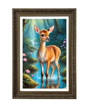 Deer Big Photo Frame - 20x28 Inches For Home,Temple & Office Decoration (F11058)