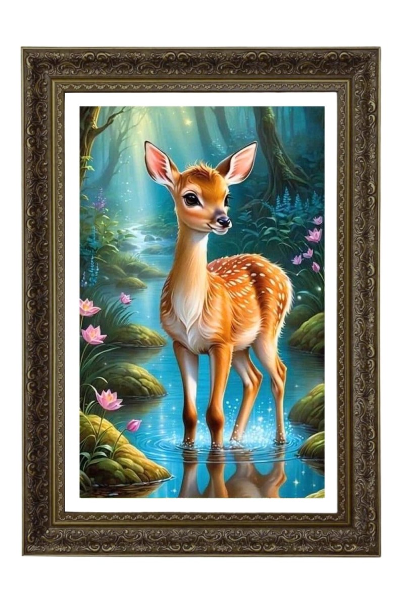 Deer Big Photo Frame - 20x28 Inches For Home,Temple & Office Decoration (F11058)