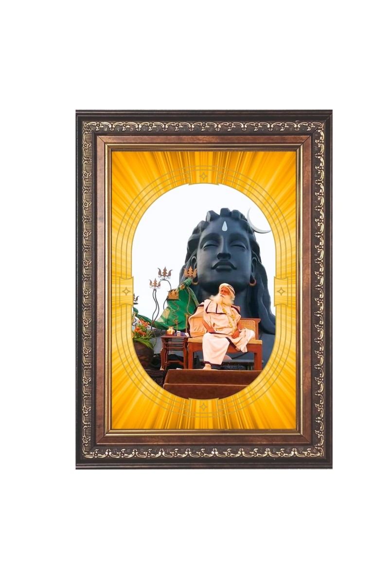 Saadhguru Spiritual Guru Digital Photo In Designer Frame, Size 8x12 Inch | Hindu Religious Picture For Home Temple, Office & Gift | Wall Art & Pooja Decor (F10476)