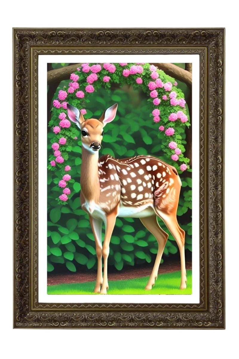 Deer In Nature Big Photo Frame - 20x28 Inches For Home,Temple & Office Decoration (F11047)