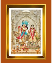 Divine Radha Krishna Golden Photo Frame - 10x14 Inches | Elegant Wooden Frame For Home, Office & Temple Decoration | Spiritual Wall & Table Decor And Gift Item (F9461)