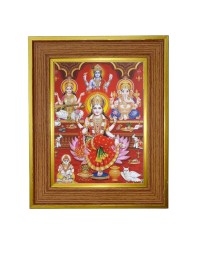 Maha Lakhsmi Photo Frame 12x16 Inches-Brown Wooden Frame For Home, Office & Temple Decoration And Gifting (F6352)