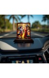 Car Desk/Table Top Radha Krishna Wooden Photo Stand 3x4 Inches, Compact & Stylish Spiritual Display For Car, Home & Office (Pack Of 1) (F14369)