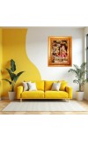 Radha And Krishna Golden Designer Photo Frame | 12x16 Inch Religious Wall Hanging Frame For Home & Office Decoration | Hindu Deity Spiritual Gift Item
