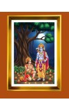Lord Ram And Hanuman Golden Photo Frame - 10x14 Inches | Elegant Wooden Frame For Home, Office & Temple Decoration | Spiritual Wall & Table Decor And Gift Item (F9886)