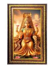Goddess Lakshmi Digital Golden Balck Color Photo Frame | Hindu Religious Wall Decor | 10x16 Inches - Inspirational Wall Art For Office, Home Decor - Ideal Spiritual Gift (F16763)