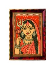 Goddess Durga Painting Photo Frame For Wall & Table | 7x9 Inch Golden Cherry Finish | Decorative Goddess Durga Painting Photo Frame For Home, Office & Pooja Room (F11667)