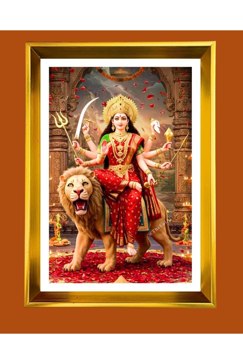 Golden Photo Frame - 10x14 Inches | Elegant Wooden Frame For Home, Office & Temple Decoration | Spiritual Wall & Table Decor and Gift Item