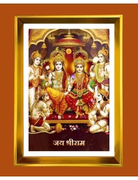 Ram Darbar Golden Photo Frame - 10x14 Inches | Elegant Wooden Frame For Home, Office & Temple Decoration | Spiritual Wall & Table Decor and Gift Item