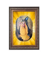 Krishna And Radha Spiritual Guru Digital Photo In Designer Frame, Size 10x16 Inch | Hindu Religious Picture For Home Temple, Office & Gift | Wall Art & Pooja Decor (F10447)