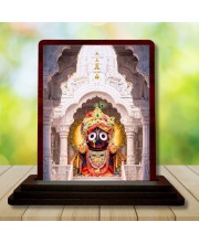 Car Desk/Table Top Lord Jagannath Wooden Photo Stand 3x4 Inches, Compact & Stylish Spiritual Display For Car, Home & Office (Pack Of 1) (F14595)