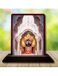 Car Desk/Table Top Lord Jagannath Wooden Photo Stand 3x4 Inches, Compact & Stylish Spiritual Display For Car, Home & Office (Pack Of 1) (F14595)
