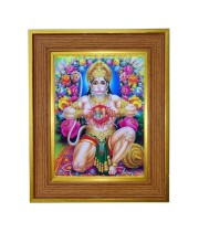 Lord Hanuman Photo Frame 16x20 Inches-Brown Wooden Frame For Home, Office & Temple Decoration And Gifting (F6360)