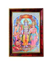 Lord Ram Sita Laxman Hanuma Photo Frame For Wall & Table | 7x9 Inch Golden Cherry Finish | Decorative Lord Ram Sita Laxman Hanuma Photo Frame For Home, Office & Pooja Room (F11810)