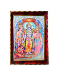 Lord Ram Sita Laxman Hanuma Photo Frame For Wall & Table | 7x9 Inch Golden Cherry Finish | Decorative Lord Ram Sita Laxman Hanuma Photo Frame For Home, Office & Pooja Room (F11810)