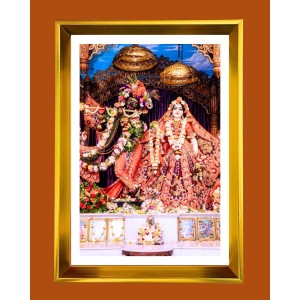Divine Radha Krishna Golden Photo Frame - 14x18 Inches | Elegant Wooden Frame For Home, Office & Temple Decoration | Spiritual Wall & Table Decor And Gift Item (F9666)