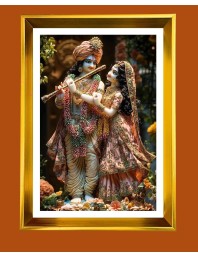 Divine Radha Krishna Golden Photo Frame - 18x22 Inches | Elegant Wooden Frame For Home, Office & Temple Decoration | Spiritual Wall & Table Decor And Gift Item (F9847)