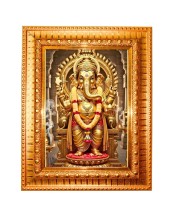 Goddess Saraswati Golden Designer Photo Frame | 10x14 Inch Religious Wall Hanging Frame For Home, Office Decoration and Spiritual Gift Item (M1)