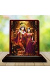 Car Desk/Table Top Radha Krishna Wooden Photo Stand 3x4 Inches, Compact & Stylish Spiritual Display For Car, Home & Office (Pack Of 1) (F14227)