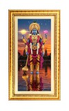 Lord Vishnu Digital Golden Color Photo Frame | Hindu Religious Wall Decor | 12x19 Inches - Inspirational Wall Art For Office, Home Decor - Ideal Spiritual Gift (F10396)