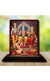 Car Desk/Table Top Lord Rama Darbar Wooden Photo Stand 3x4 Inches, Compact & Stylish Spiritual Display For Car, Home & Office (Pack Of 1) (F14246)