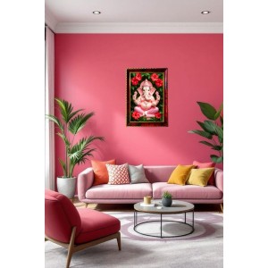 Lord Ganesha Photo Frame For Wall & Table | 7x9 Inch Golden Cherry Finish | Decorative Lord Ganesha Photo Frame For Home, Office & Pooja Room (F11799)