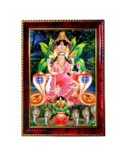 Maa Manasa Devi Photo Frame For Wall & Table | 7x9 Inch Golden Cherry Finish | Decorative Maa Manasa Devi Photo Frame For Home, Office & Pooja Room (F11695)