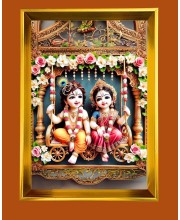Golden Photo Frame - 10x14 Inches | Elegant Wooden Frame For Home, Office & Temple Decoration | Spiritual Wall & Table Decor and Gift Item
