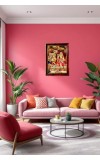 Radha Krishna Photo Frame For Wall & Table | 7x9 Inch Golden Cherry Finish | Decorative Radha Krishna Photo Frame For Home, Office & Pooja Room (F11642)