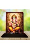 Car Desk/Table Top Lord Ganesha Wooden Photo Stand 3x4 Inches, Compact & Stylish Spiritual Display For Car, Home & Office (Pack Of 1) (F14158)