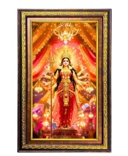 Goddess Durga Digital Golden Balck Color Photo Frame | Hindu Religious Wall Decor | 10x16 Inches - Inspirational Wall Art For Office, Home Decor - Ideal Spiritual Gift (F16901)