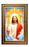 Lord Jesus Digital Golden Balck Color Photo Frame | Hindu Religious Wall Decor | 10x16 Inches - Inspirational Wall Art For Office, Home Decor - Ideal Spiritual Gift (F16730)