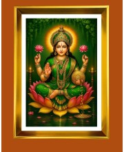 Mata Lakshmi Golden Photo Frame - 10x14 Inches | Elegant Wooden Frame For Home, Office & Temple Decoration | Spiritual Wall & Table Decor and Gift Item