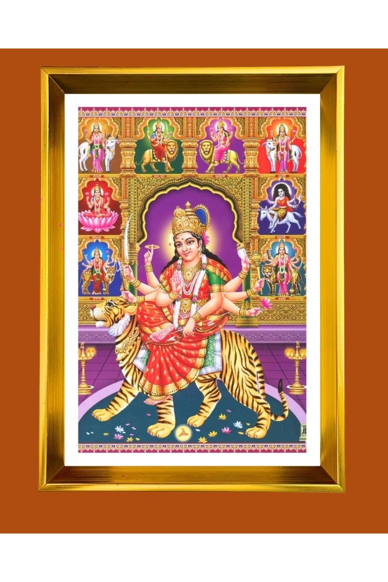 Golden Photo Frame - 10x14 Inches | Elegant Wooden Frame For Home, Office & Temple Decoration | Spiritual Wall & Table Decor and Gift Item