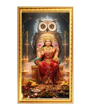 Mata Laxmi Digital Golden Color Photo Frame | Hindu Religious Wall Decor | 8x15 Inches - Inspirational Wall Art For Office, Home Decor - Ideal Spiritual Gift (F10206)