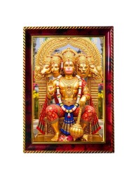 Jay Hanuman Photo Frame For Wall & Table | 7x9 Inch Golden Cherry Finish | Decorative Jai Hanuman Photo Frame For Home, Office & Pooja Room (F11898)