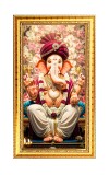 Lord Ganesh Digital Golden Color Photo Frame | Hindu Religious Wall Decor | 8x15 Inches - Inspirational Wall Art For Office, Home Decor - Ideal Spiritual Gift (F10381)