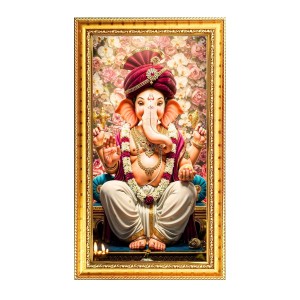 Lord Ganesh Digital Golden Color Photo Frame | Hindu Religious Wall Decor | 10x17 Inches - Inspirational Wall Art For Office, Home Decor - Ideal Spiritual Gift (F10381) Lord Ganesh Digital Golden Color Photo Frame | Hindu Religious Wall Decor | 10x17 Inches - Inspirational Wall Art For Office, Home Decor - Ideal Spiritual Gift (F10381)