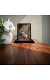 Car Desk/Table Top Lord Krishna Wooden Photo Stand 3x4 Inches, Compact & Stylish Spiritual Display For Car, Home & Office (Pack Of 1) (F14402)