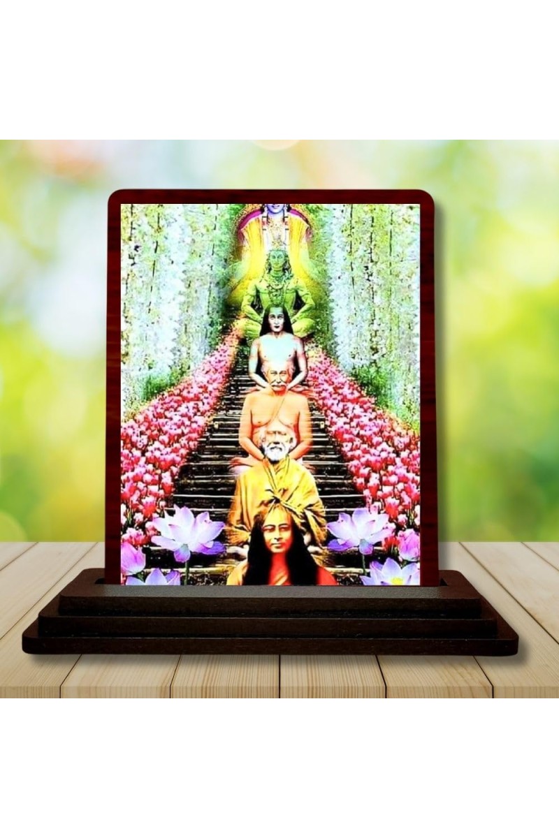 Car Desk/Table Top Mahavathar Babaji Wooden Photo Stand 3x4 Inches, Compact & Stylish Spiritual Display For Car, Home & Office (Pack Of 1) (F14320)