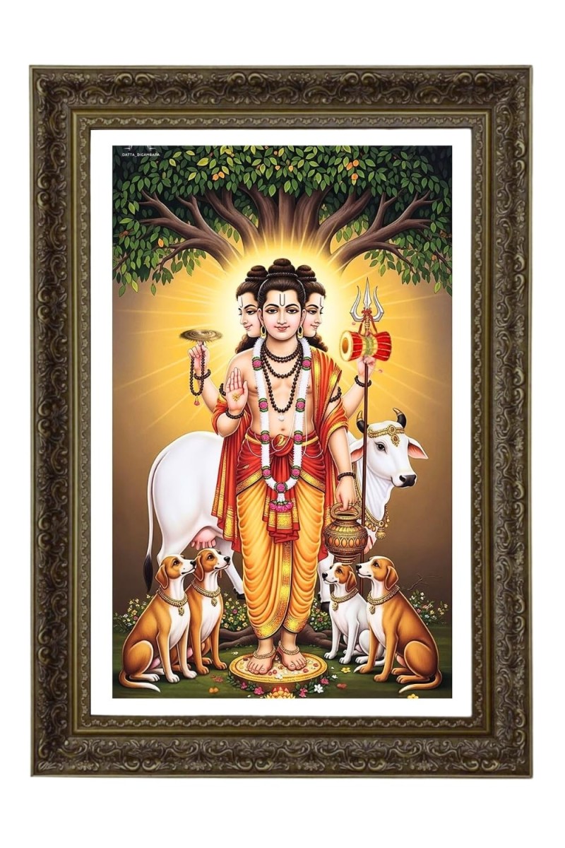 Lord Dattatreya Big Photo Frame - 20x28 Inches For Home,Temple & Office Decoration (F11094)