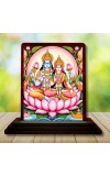 Car Desk/Table Top Lord Vishnu Lakshmi Wooden Photo Stand 3x4 Inches, Compact & Stylish Spiritual Display For Car, Home & Office (Pack Of 1) (F14443)