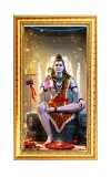 Lord Shiva Digital Golden Color Photo Frame | Hindu Religious Wall Decor | 10x17 Inches - Inspirational Wall Art For Office, Home Decor - Ideal Spiritual Gift (F10344)