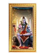 Lord Shiva Digital Golden Color Photo Frame | Hindu Religious Wall Decor | 10x17 Inches - Inspirational Wall Art For Office, Home Decor - Ideal Spiritual Gift (F10344)