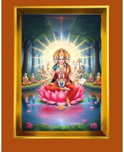 Mata Gayatri Golden Photo Frame - 10x14 Inches | Elegant Wooden Frame For Home, Office & Temple Decoration | Spiritual Wall & Table Decor and Gift Item